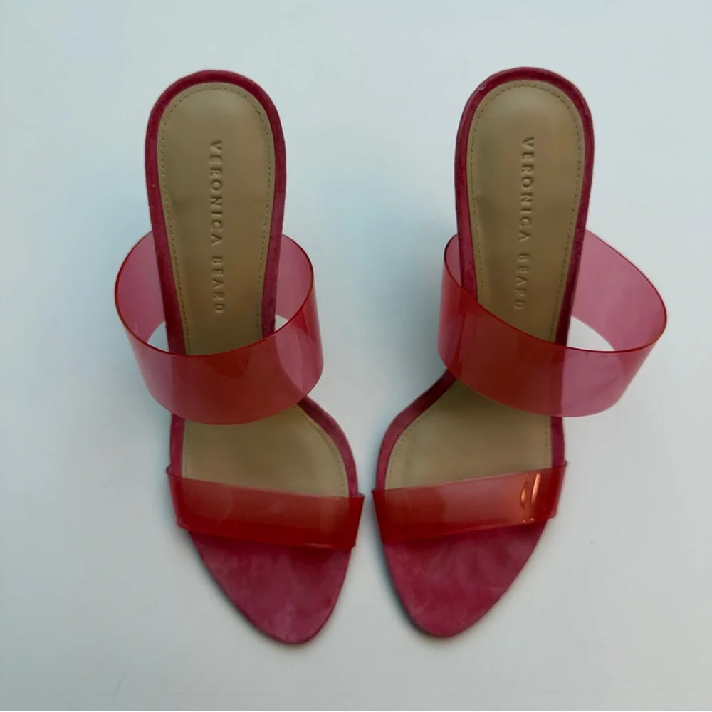 Veronica Beard Asha Pink Translucent Strapped Sandal Heels,Size 8.5 (fit like 8) - Picture 3 of 8